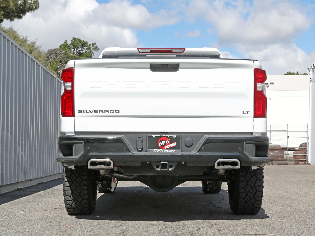 aFe Gemini XV 4in to Dual 3in 304 SS Cat-Back Exhaust w/ Cutout 19-21 GM Silverado/Sierra V8-6.2L aFe AFE49-34140