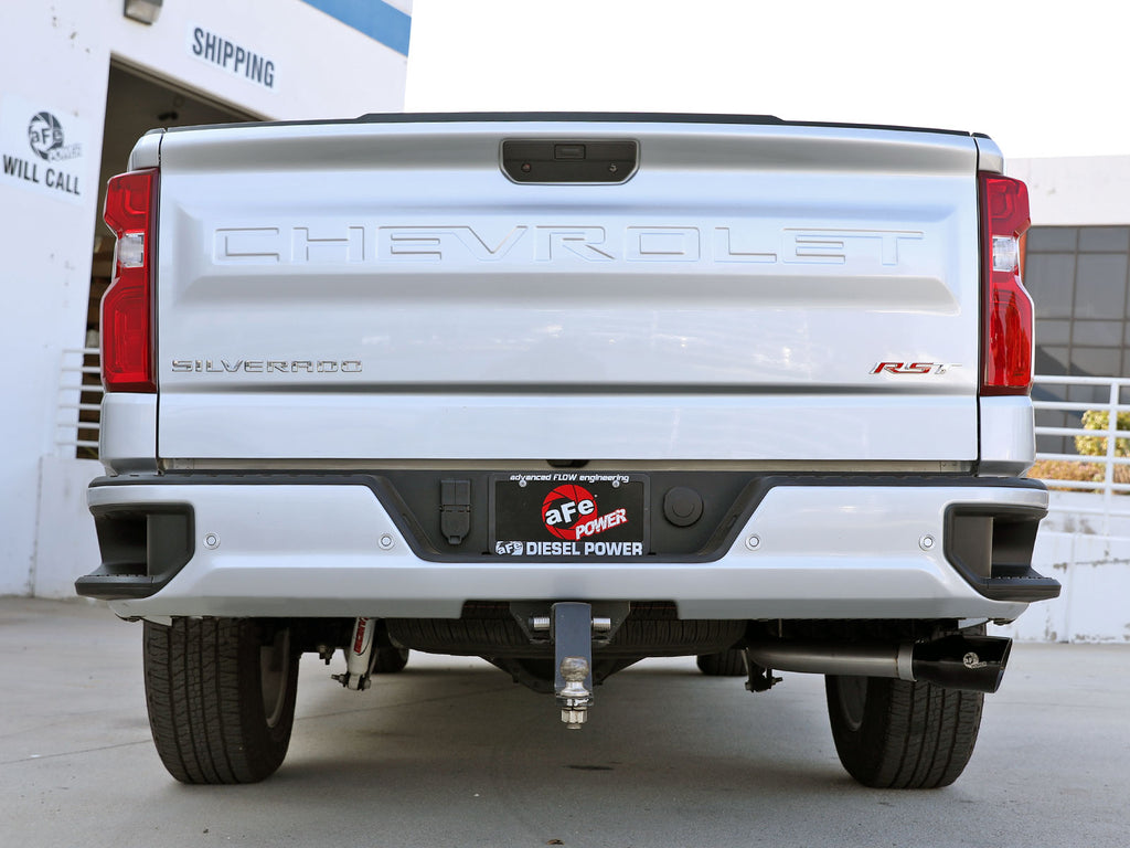 aFe Large Bore-HD 3in 409SS DPF-Back 20-21 GM Trucks L6-3.0L (td) LM2 - Black Tip aFe AFE49-44128-B