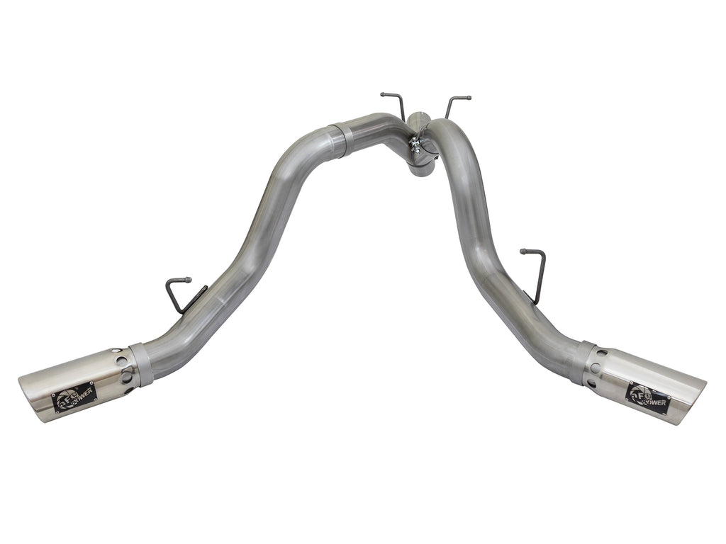 aFe Large Bore-HD 4in 409-SS DPF-Back Exhaust w/Dual Polished Tips 2017 GM Duramax V8-6.6L (td) L5P aFe AFE49-44086-P
