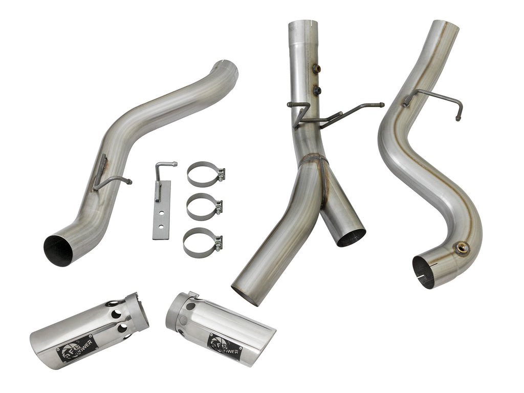 aFe Large Bore-HD 4in 409-SS DPF-Back Exhaust w/Dual Polished Tips 2017 GM Duramax V8-6.6L (td) L5P aFe AFE49-44086-P