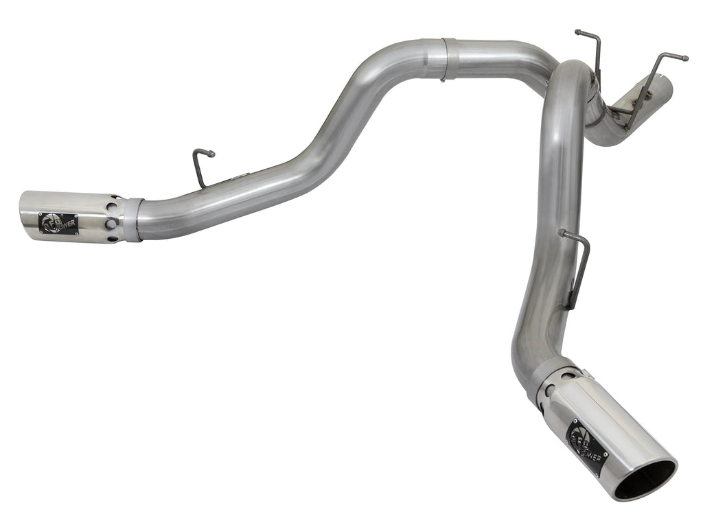 aFe Large Bore-HD 4in 409-SS DPF-Back Exhaust w/Dual Polished Tips 2017 GM Duramax V8-6.6L (td) L5P aFe AFE49-44086-P