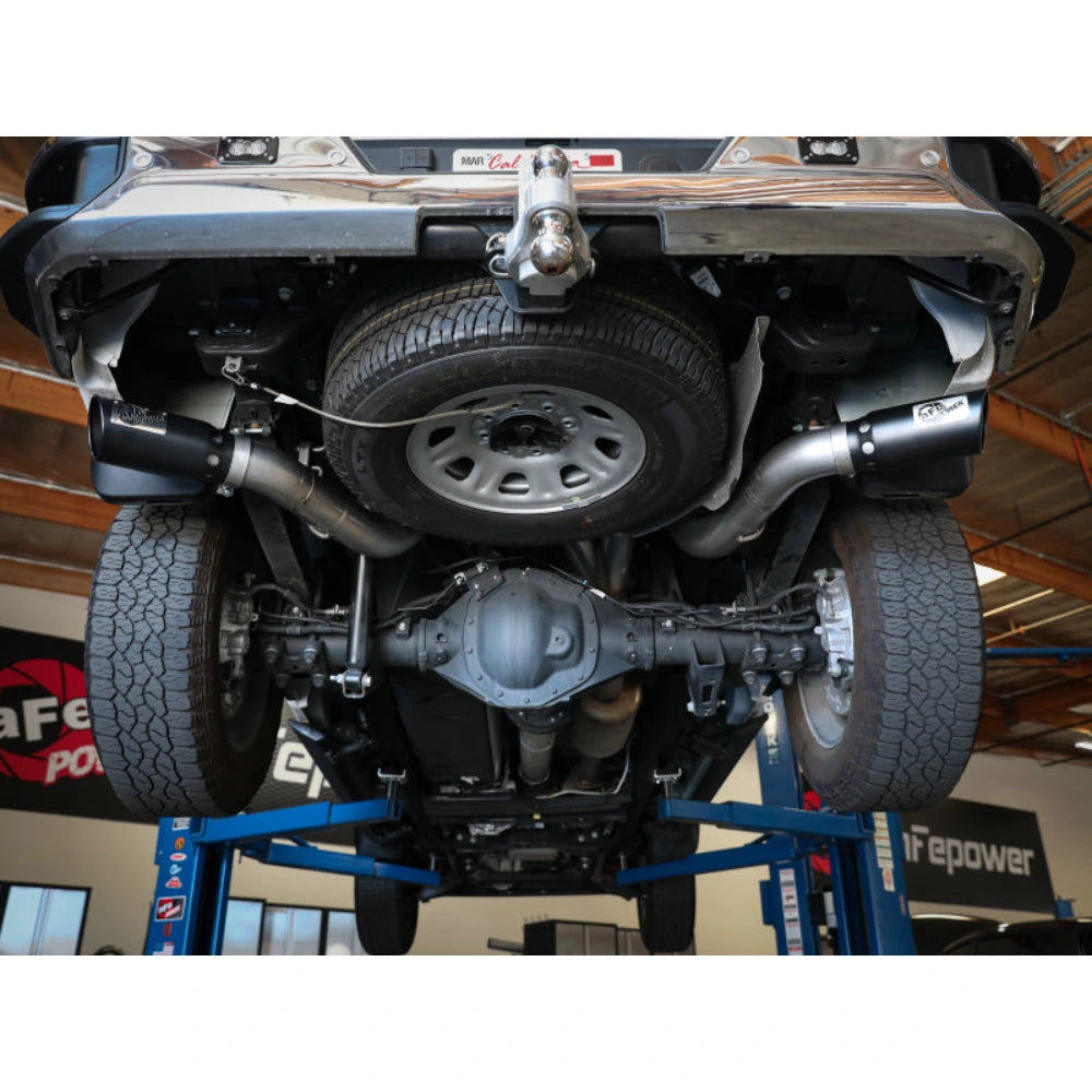 aFe Large Bore-HD 4in 409SS DPF-Back Exhaust System w/Black Tip 20 GM Diesel Trucks V8-6.6L (td) L5P - aFe 49-44126-B