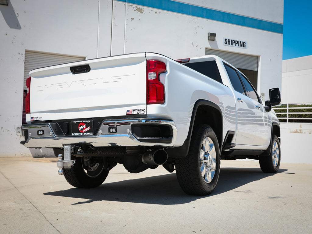 aFe Large Bore-HD 5 IN 409 SS DPF-Back Exhaust System w/Black Tip 20-21 GM Truck V8-6.6L aFe AFE49-44125-B
