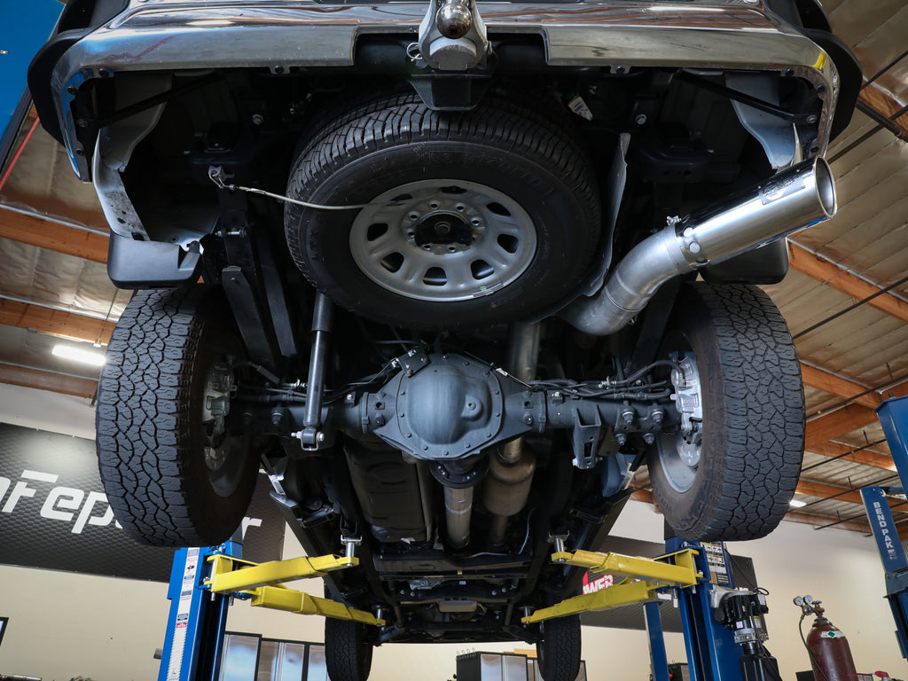 aFe Large Bore-HD 5 IN 409 SS DPF-Back Exhaust System w/Polished Tip 20-21 GM Truck V8-6.6L aFe AFE49-44125-P