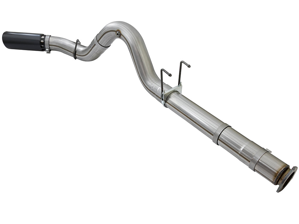 aFe Large Bore-HD 5in DPF Back 409 SS Exhaust System w/Black Tip 2017 Ford Diesel Trucks V8 6.7L(td) aFe AFE49-43090-B