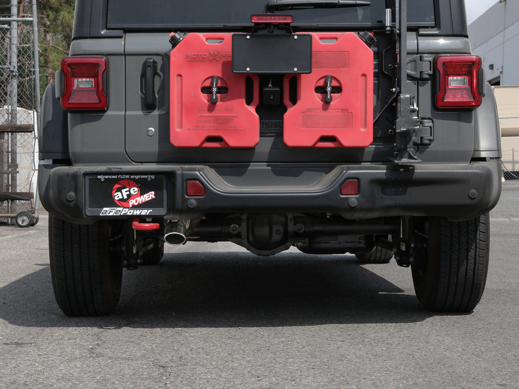aFe MACH Force-Xp Axle-Back Exhaust System w/Polished Tip 18-20 Jeep Wrangler L4-2.0T / V6-3.6L aFe AFE49-48070-1P