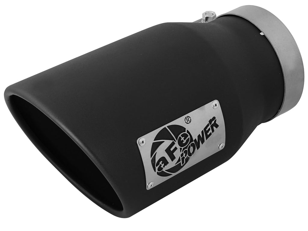 aFe MACHForce XP 5in 304 Stainless Steel Exhaust Tip 5 In x 7 Out x 12L in Bolt On Right - Black aFe AFE49T50702-B12