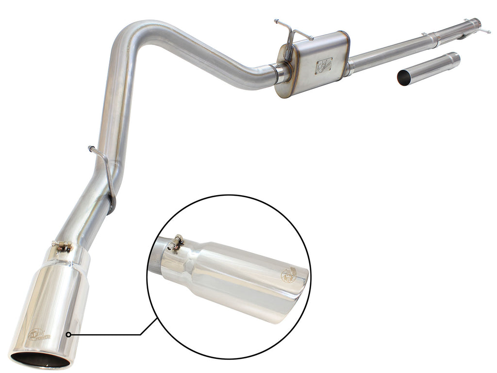 aFe MACHForce XP Exhaust 3in-3.5in SS Single Side Ext CB w/ Polish Tip 99-04 Ford F-250 V8 5.4L/6.8L aFe AFE49-43076-P