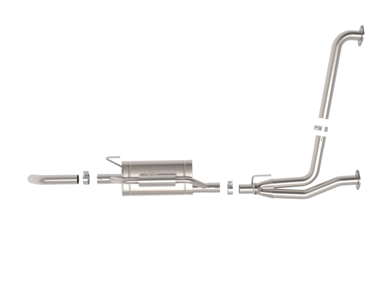 aFe high-flow muffler and mandrel-bent piping detail