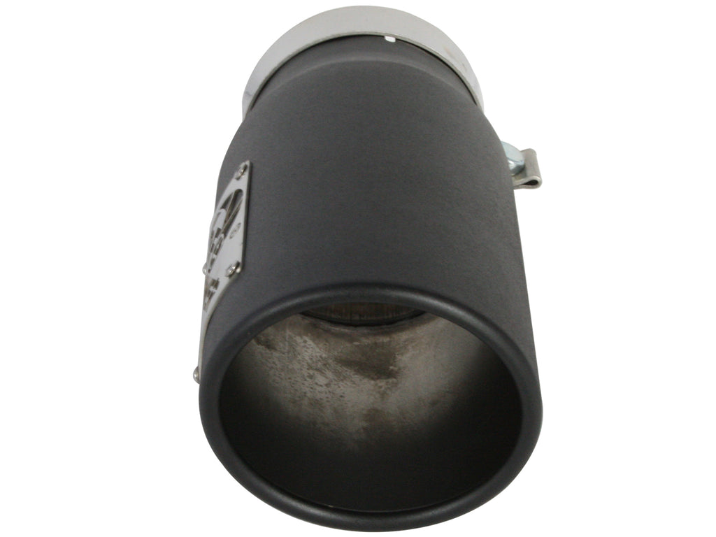 aFe Power Diesel Exhaust Tip Black- 4 in In x 5 out X 12 in Long Bolt On (Right) aFe AFE49T40501-B12
