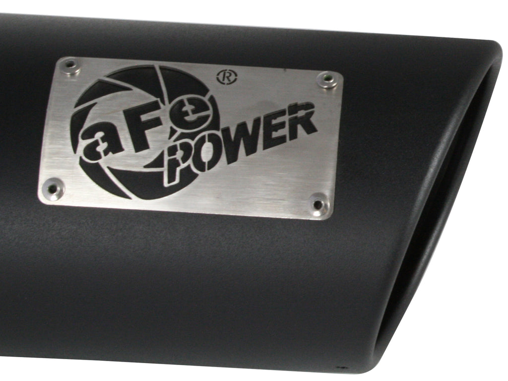 aFe Power Diesel Exhaust Tip Black- 4 in In x 5 out X 12 in Long Bolt On (Right) aFe AFE49T40501-B12