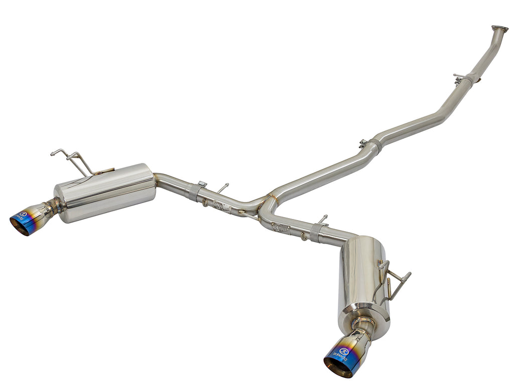 aFe POWER Takeda 16-17 Honda Civic I4-1.5L (t) 2.5-2.25in 304 SS CB Dual-Exit Exhaust Blue Tips aFe AFE49-36615-L