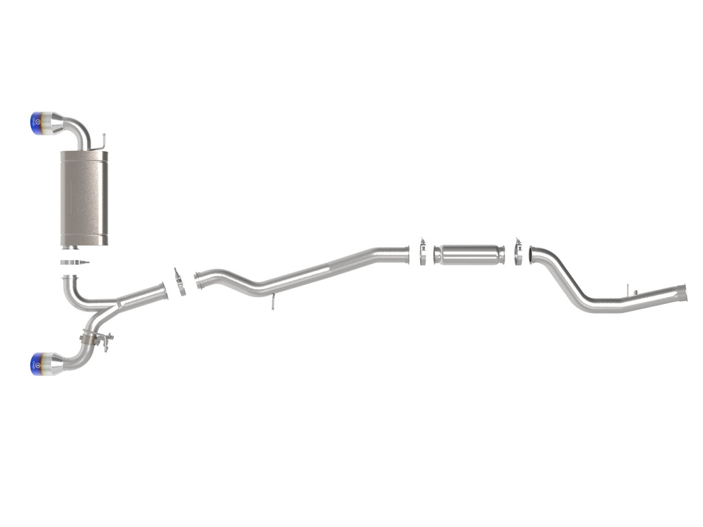 aFe POWER Takeda 2021 Toyota Supra 2.0L (t) 2.5in-3in 304 SS CB Exhaust w/ Blue Tips aFe AFE49-36050-L