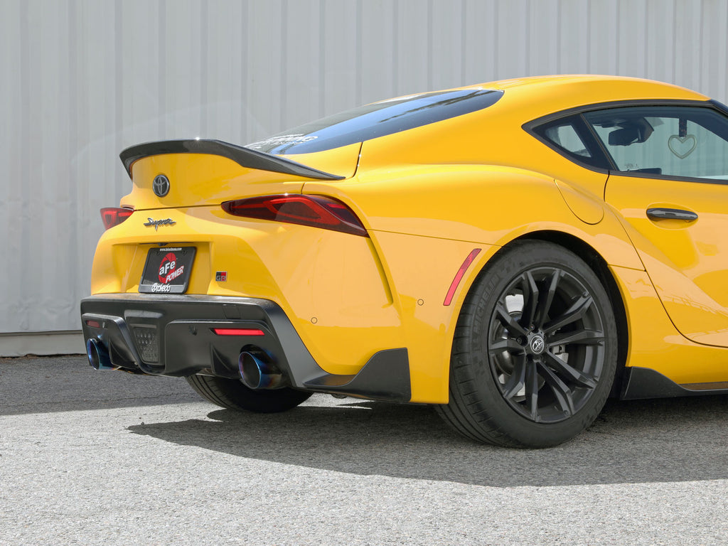aFe POWER Takeda 2021 Toyota Supra 2.0L (t) 2.5in-3in 304 SS CB Exhaust w/ Blue Tips aFe AFE49-36050-L