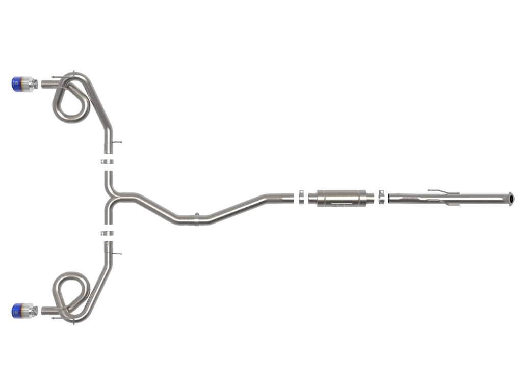 aFe POWER Takeda 22-23 Honda Civic Si I4-1.5L (t) 2.5in to 3in 304 SS CB Exhaust - Blue Flame Tips aFe AFE49-36630-L