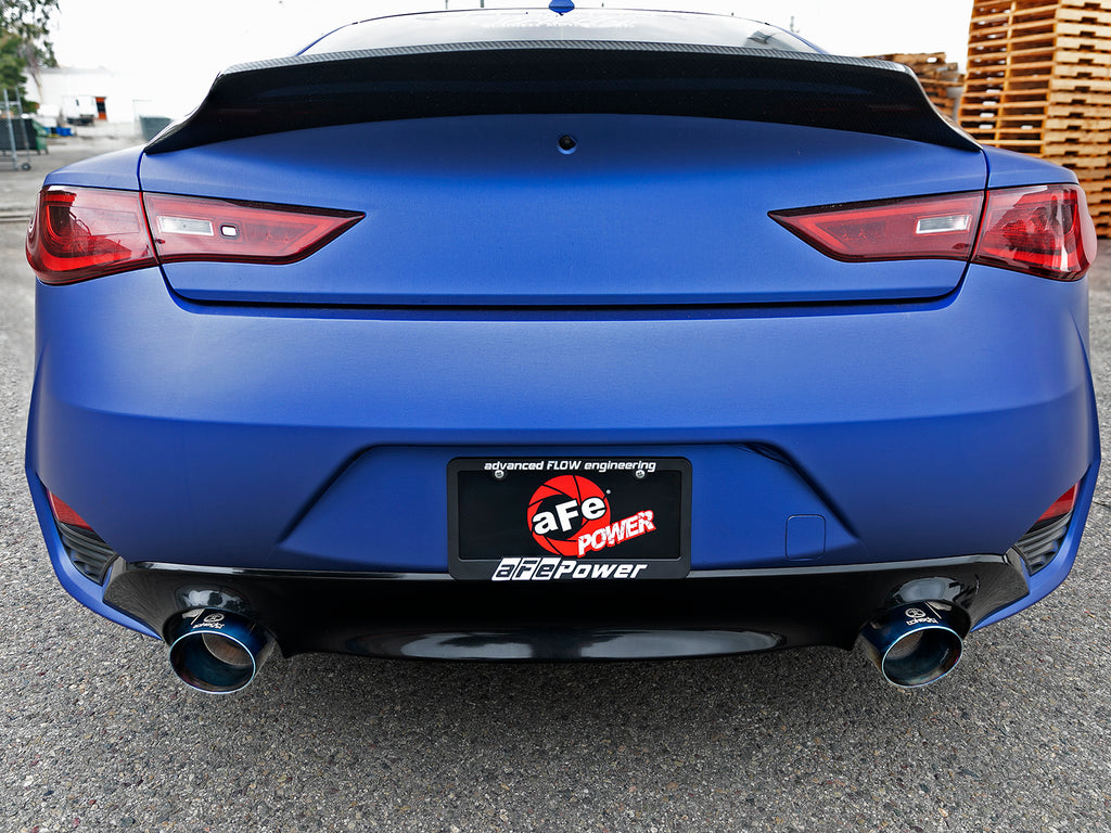 aFe POWER Takeda 2.5in 304 SS CB Exhaust w/ Blue Flame Tips 17-19 Infiniti Q60 V6-3.0L (tt) aFe AFE49-36134NM-L