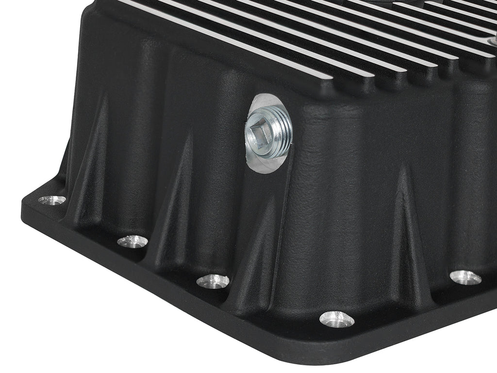 AFE Pro Series Engine Oil Pan Black w/Machined Fins; 11-16 Ford Powerstroke V8-6.7L (td) aFe AFE46-70322