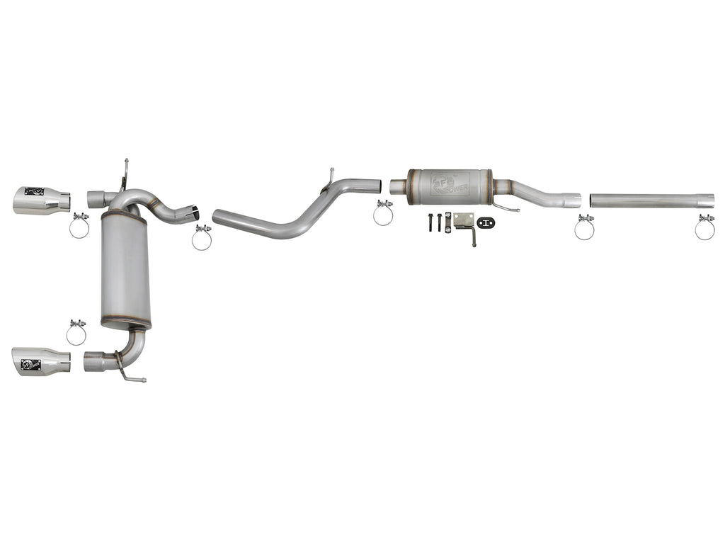 aFe Rebel Series 2.5in 409 SS Cat-Back Exhaust w/ Polished Tips 07+ Jeep Wrangler (JK) V6 3.6L/3.8L aFe AFE49-48062-P
