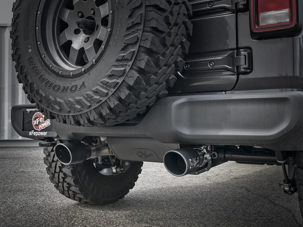 aFe Rebel Series 409 Stainless Steel Cat-Back Exhaust 18-21 Jeep Wrangler JL 2.0L (t) - Black Tip aFe AFE49-48096-B