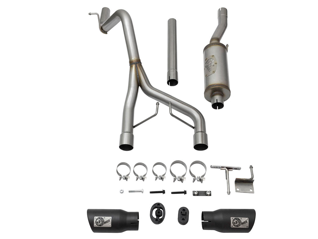 aFe Rebel Series CB 2.5in Dual Center Exit SS Exhaust w/ Black Tips 07-15 Jeep Wrangler 3.6L/3.8L V6 aFe AFE49-48056-B