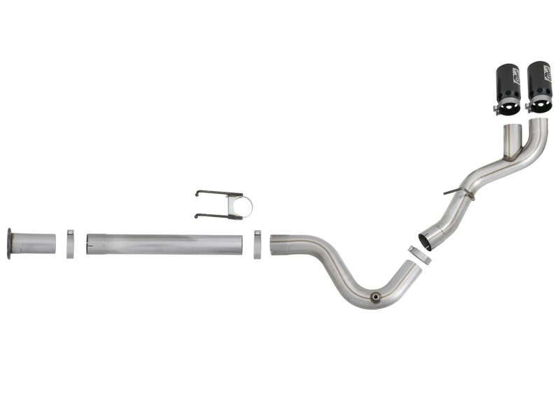 aFe Rebel XD 4in SS DPF-Back Exhaust 17-18 Ford Diesel Trucks V8-6.7L (td) w/ Dual Black Tips aFe AFE49-43102-B