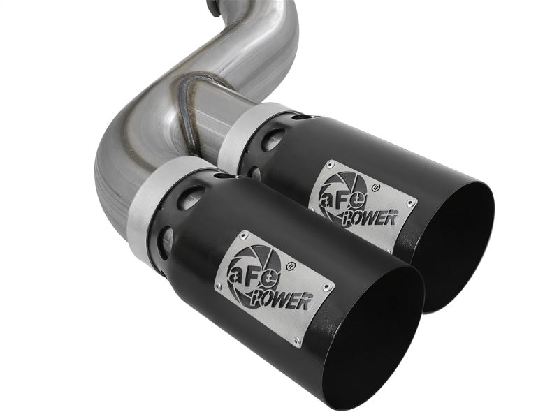 aFe Rebel XD 4in SS DPF-Back Exhaust 17-18 Ford Diesel Trucks V8-6.7L (td) w/ Dual Black Tips aFe AFE49-43102-B
