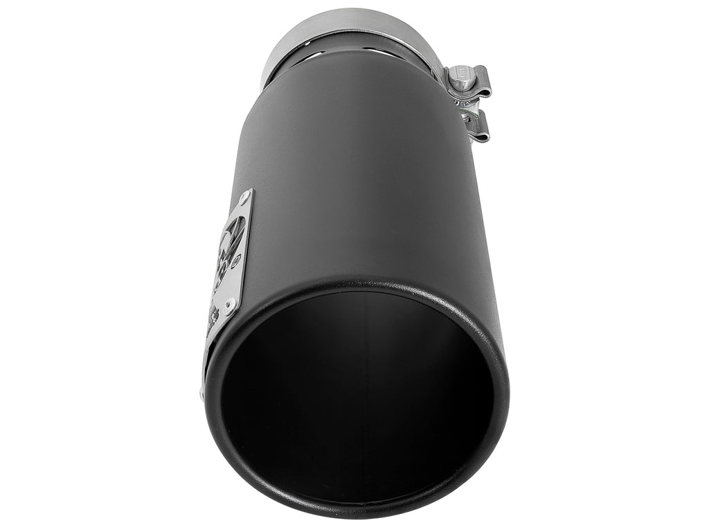 aFe SATURN 4S 4in SS Intercooled Exhaust Tip - Black 4in In x 5in Out x 12in L Bolt-On aFe AFE49T40501-B122