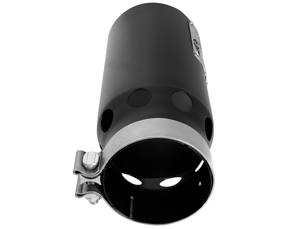 aFe SATURN 4S 4in SS Intercooled Exhaust Tip - Black 4in In x 5in Out x 12in L Bolt-On aFe AFE49T40501-B122