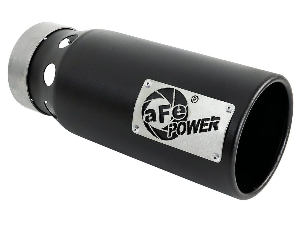 aFe SATURN 4S 4in SS Intercooled Exhaust Tip - Black 4in In x 5in Out x 12in L Bolt-On aFe AFE49T40501-B122