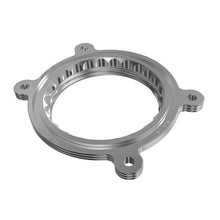 Load image into Gallery viewer, aFe Silver Bullet throttle body spacer ring, front angled view showing bolt bosses