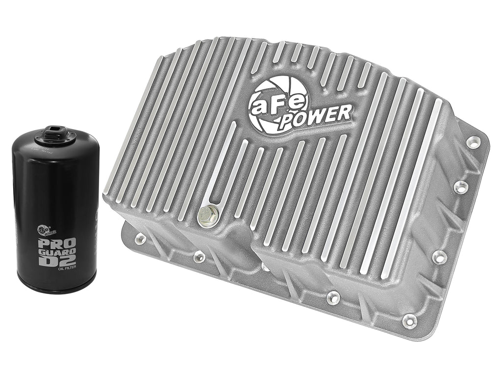 aFe Street Series Engine Oil Pan Raw w/ Machined Fins; 11-17 Ford Powerstroke V8-6.7L (td) aFe AFE46-70320
