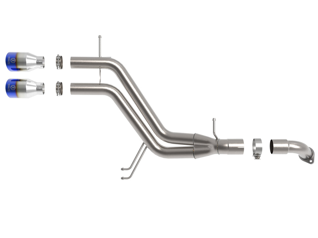 aFe Takeda 13-17 Hyundai Veloster L4-1.6L 2-1/2in 304 SS Axle-Back Exhaust w/ Blue Flame Tips aFe AFE49-37019-L