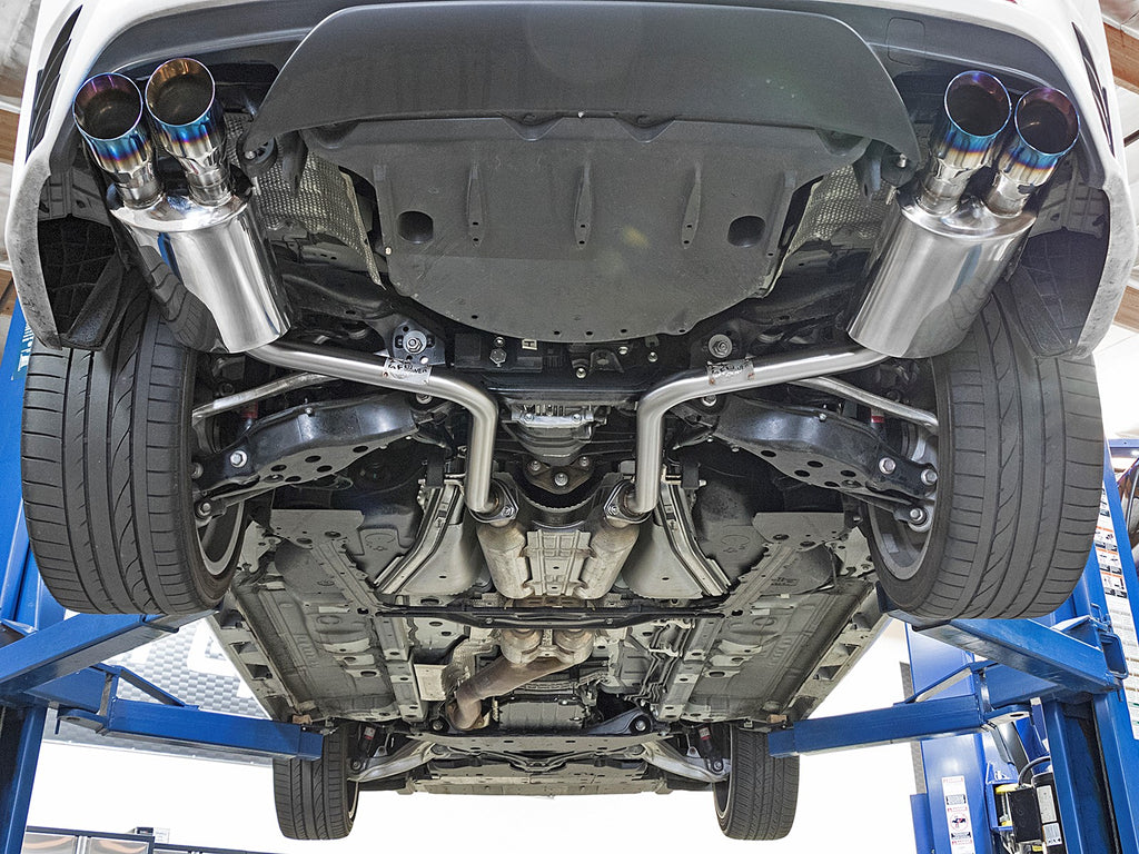 aFe Takeda 16-17 Lexus RC 200T 2.0L (t) 2in. SS Axle-Back Exhaust System w/Polished Blue Tips aFe AFE49-36037-L