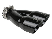Load image into Gallery viewer, aFe Takeda 2.5in 304 Stainless Steel Clamp-on Exhaust Tip 2.5in Inlet 3in Dual Outlet - Black aFe AFE49T25364-B10