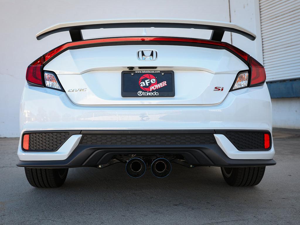 aFe Takeda 2.5in 304SS Cat-Back Exhaust System 17-20 Honda Civic SI Coupe L4-1.5L (t) - BL Flame Tip aFe AFE49-36620-L
