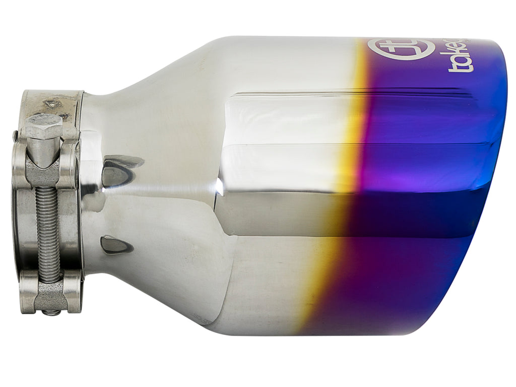 aFe Takeda 304 Stainless Steel Clamp-On Exhaust Tip 2.5in. Inlet / 4.5in. Outlet - Blue Flame aFe AFE49T25454-L07