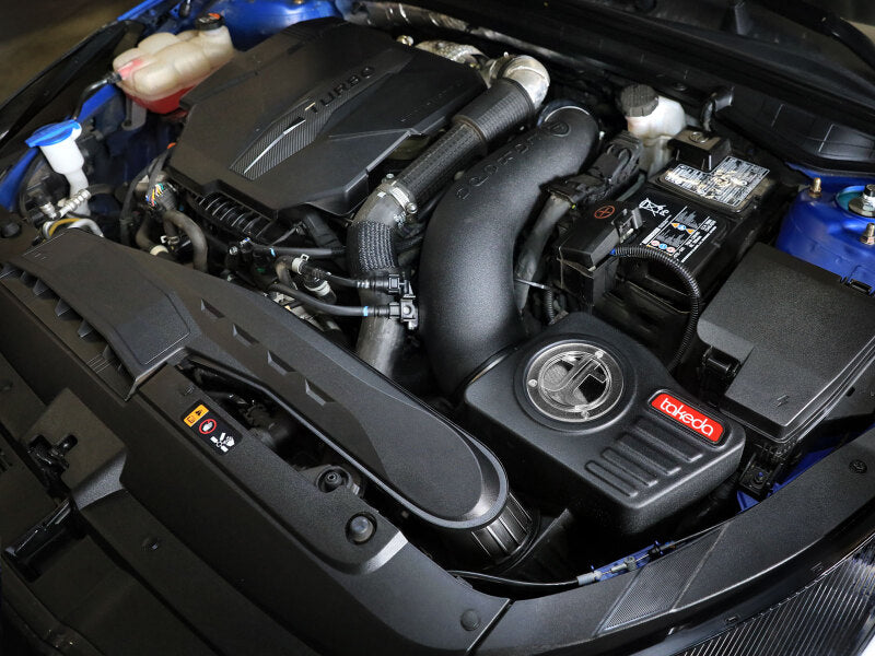aFe carbon fiber intake installed in 2021-2026 Kia K5 engine bay