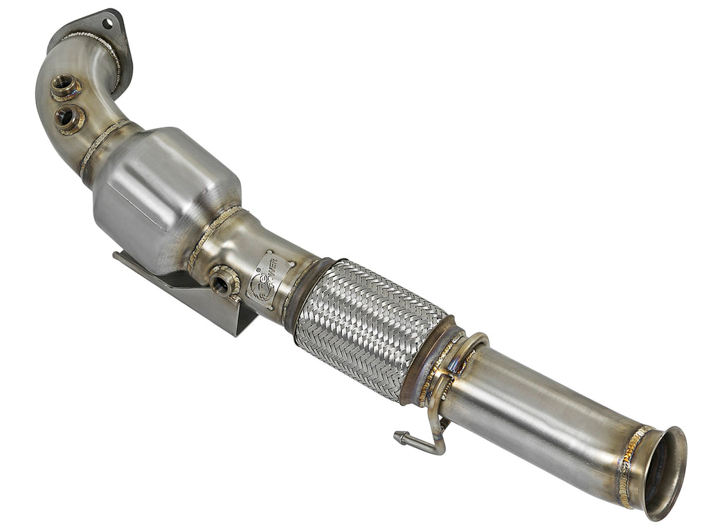 aFe Twisted Steel 3in. 304 SS Catted Series Downpipe 16-18 Ford Focus RS I4-2.3L (t) aFe AFE48-33024-HC