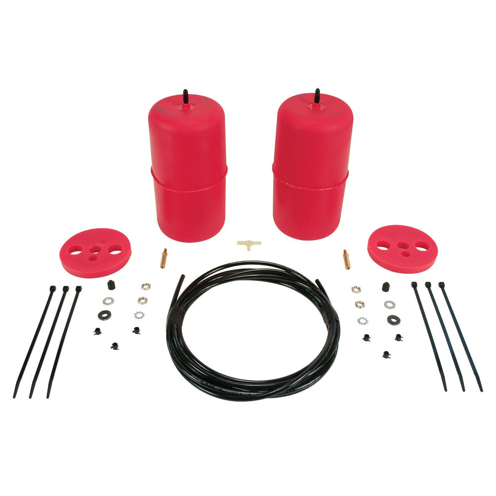 Air Lift 60825 rear air spring kit for Jeep Grand Cherokee with two red air cylinders, protectors, air line and installation hardware