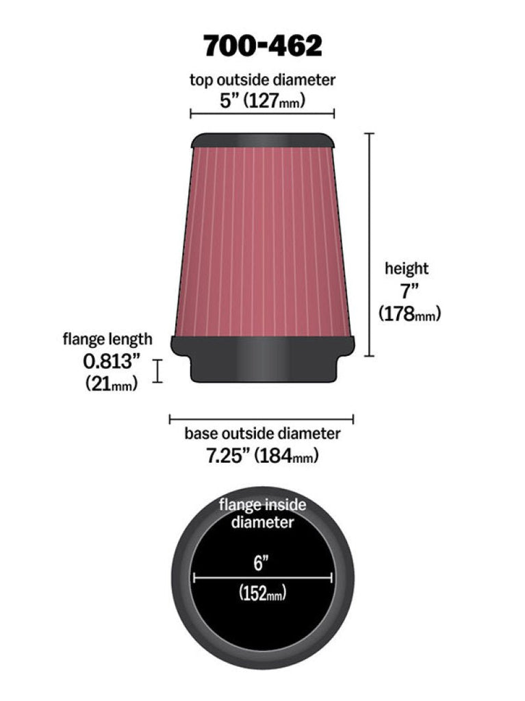 Airaid Universal Air Filter - Cone 6 x 7-1/4 x 5 x 7 - Black Ops Auto Works