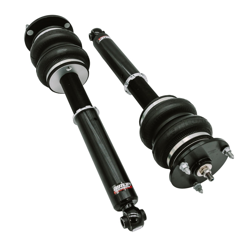 Close-up of double-bellows air springs and aluminum end caps