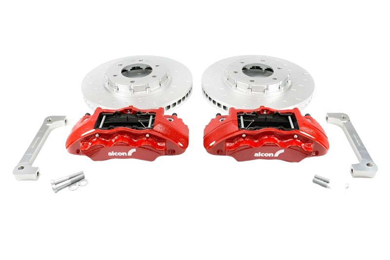 Alcon 2019+ Ford Ranger/2020+ Bronco 2.3L 350x34mm Rotors 6-Piston Red Calipers Front Brake Kit - Black Ops Auto Works