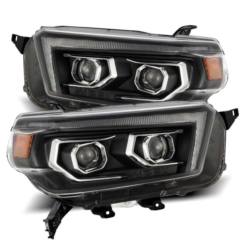 AlphaRex 10-13 Toyota 4Runner PRO-Series Projector Headlights Plank Style Black w/Seq Signal/DRL - Black Ops Auto Works