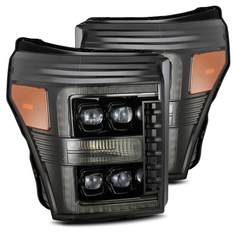 AlphaRex 11-16 Ford F-350 SD NOVA LED Proj Headlights Plank Style Alpha Blk w/Activ Light/Seq Signal - Black Ops Auto Works