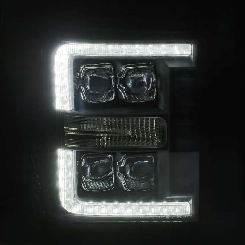 AlphaRex 11-16 Ford F-350 SD NOVA LED Proj Headlights Plank Style Chrm w/Activ Light/Seq Signal - Black Ops Auto Works