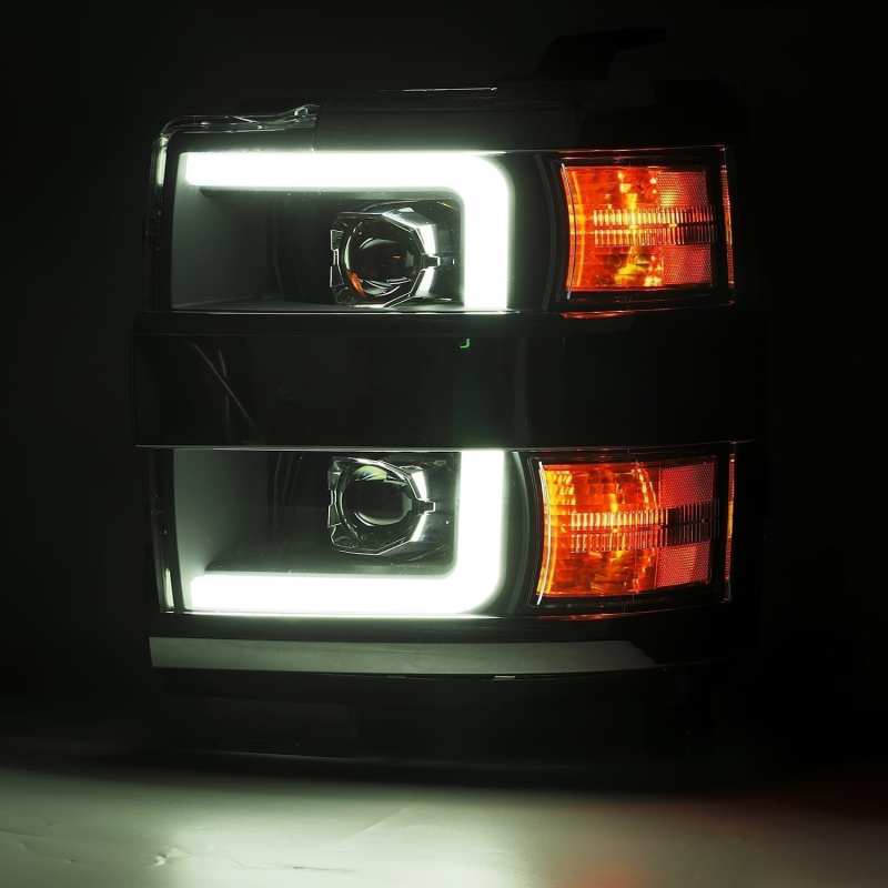 AlphaRex 15-19 Chevy 2500HD PRO-Series Proj Headlights Plank Style Blk w/Activ Light/Seq Signal/DRL - Black Ops Auto Works