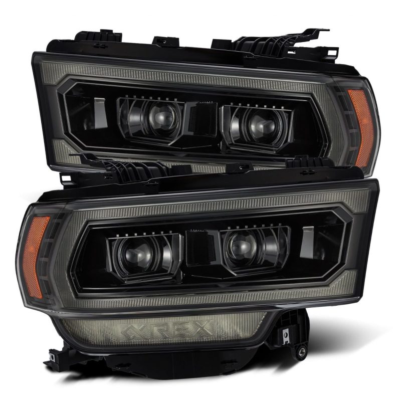 AlphaRex 19-21 Ram 2500 LUXX LED Proj Headlights Plank Style Alpha Blk w/Activ Light/Seq Signal/DRL - Black Ops Auto Works