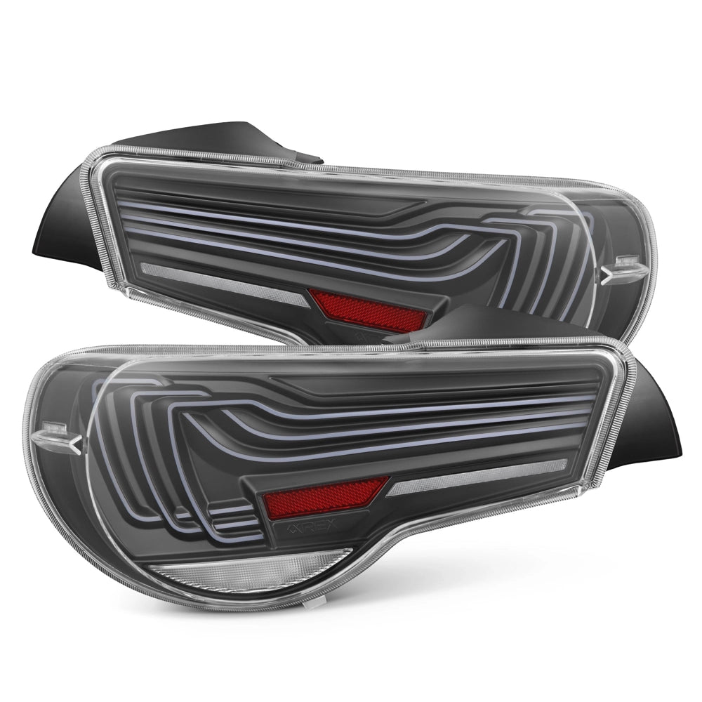 AlphaRex 675110 CSL LUXX LED tail light pair, black clear, for Scion FR-S, Toyota 86 and Subaru BRZ