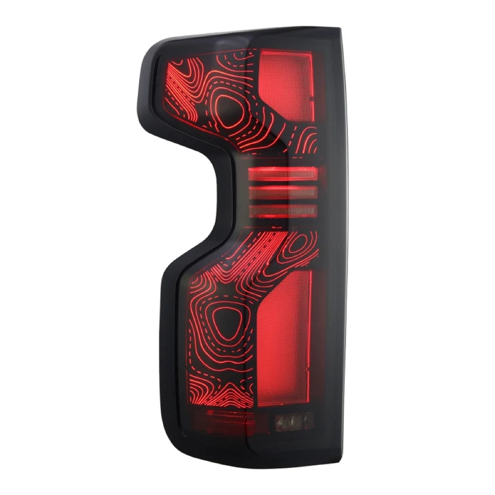 AlphaRex Silverado TOPO-ETCH LUXX LED Tail Lights - Black Smoke - 620058 product view 1