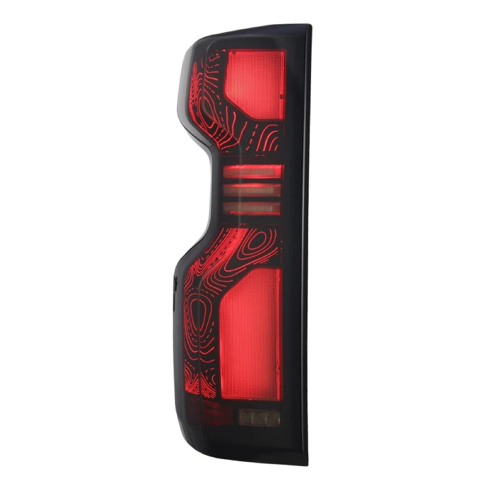 AlphaRex Silverado TOPO-ETCH LUXX LED Tail Lights - Black Smoke - 620058 product view 4